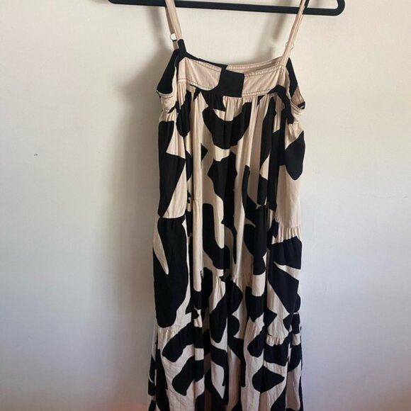 Abel The Label Black and Cream Tiered Midi Dress - Picture 1 of 6